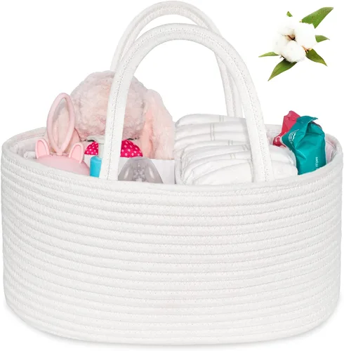 Miniatura 13 de ABenkle Organizador de Pañales - Cesta de Almacenamiento de Cuerda de Algodón para Artículos Esenciales del Bebé, Regalo de Baby Shower para Niños