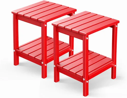 Miniatura 12 de GREENVINES Adirondack - Mesa lateral para exteriores 14 x 13 pulgadas Plástico HDPE Todo clima Aqua Mesas auxiliares exteriores Estante