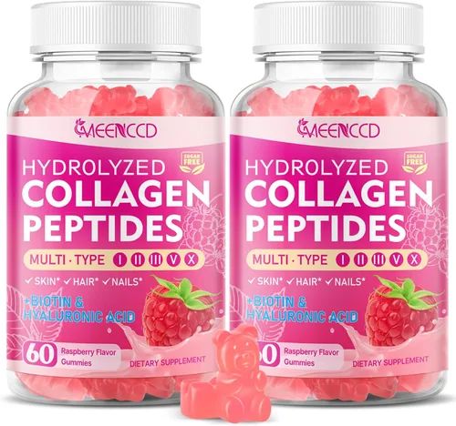 Miniatura 9 de MEENCCD Gomitas de péptidos de colágeno hidrolizados para mujeres y hombres, multicolágeno tipo I, II, III, V, X con biotina, ácido hialurónico