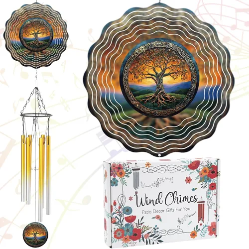Miniatura 13 de Cardinal Gifts - Campanillas de viento de metal con molinillos de viento 3D para exteriores, jardín, patio, césped, patio, balcón, decoración