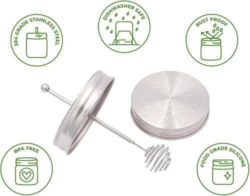 Miniatura 3 de Mason Jar Lifestyle - Olla de acero inoxidable para miel (boca regular)