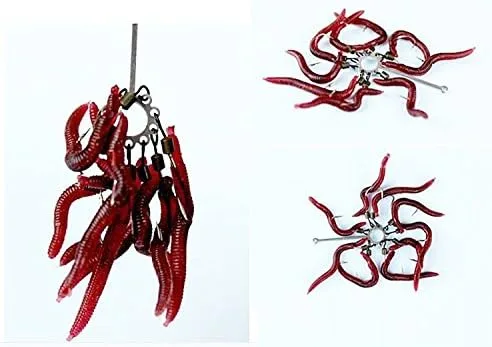 Miniatura 5 de 100pcs 1.6 in 0.01 oz Señuelo Suave Gusanos Rojos - Cebos de pesca de lombriz de tierra para trucha - Señuelos de pesca de agua dulce
