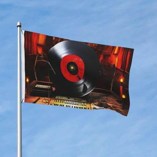 Miniatura 9 de Bandera de estudio de música de 3 x 5 pies para exteriores, divertida bandera de jardín, bandera de doble cara, pancarta de bienvenida