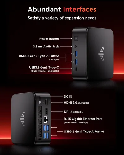 Miniatura 5 de KAMRUI E3B Mini PC con AMD Ryzen 5 7430U (Beat 5500U, hasta 4.3GHz), 16GB LPDDR4X 512GB M.2 SSD, Mini computadora para juegos con USB tipo C