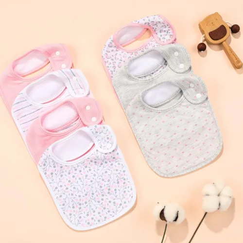 Miniatura 6 de Paquete de 7 baberos absorbentes de algodón para bebés para babear la dentición