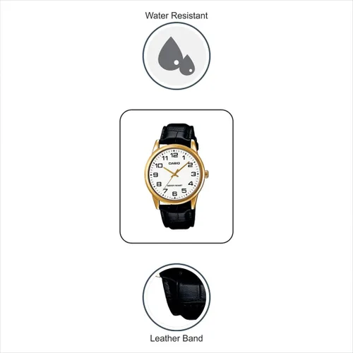 Miniatura 7 de Casio - Reloj de cuarzo japonés con correa de piel color negro 22 modelo EAW-MTP-V001GL-7B