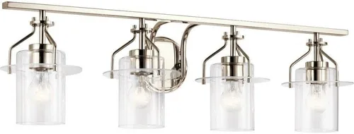 Miniatura 8 de Kichler Everett™ - Lámpara de tocador con 2 luces de 16 pulgadas con cristal transparente en níquel pulido