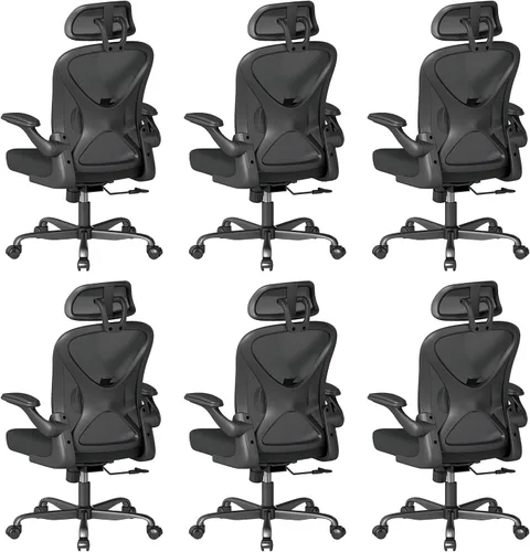 Miniatura 28 de ZZH Juego de 2 sillas ergonómicas de oficina con soporte lumbar ajustable y reposacabezas, silla de escritorio de malla para oficina en casa
