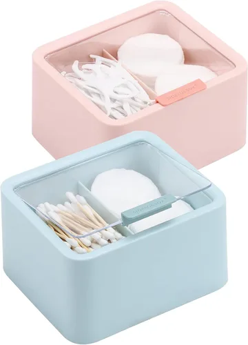 Miniatura 9 de Tecbeauty - Organizador de baño de hisopos de algodón, con 2 rejillas, dispensador de bolas de algodón, frasco de almacenamiento para almohadillas