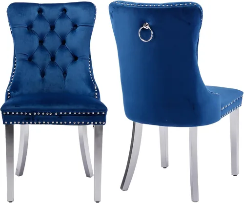 Miniatura 23 de Juego de 2 sillas de comedor modernas de mediados de siglo, sillas de cocina tapizadas de terciopelo beige, sillas de cocina y comedor, patas