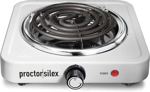Miniatura 10 de Proctor Silex Estufa eléctrica portátil, de hierro fundido, placa de cocción de un solo quemador, compacta, temperatura ajustable, 1000 vatios