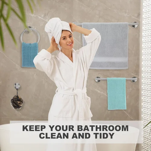 Miniatura 6 de Gisafai Juego de 15 accesorios de baño de níquel cepillado, toalleros plateados para baño, acero inoxidable SUS304 de 23.6 pulgadas, soporte