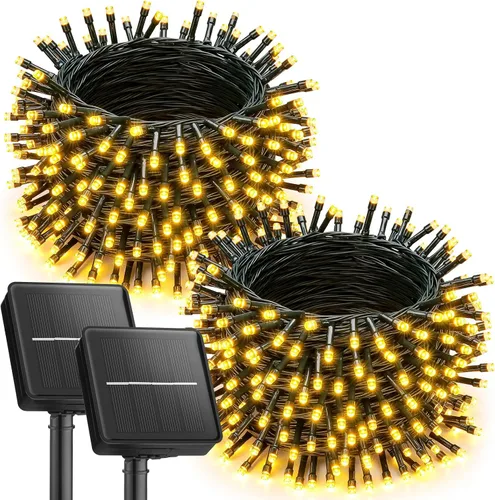 Miniatura 10 de Brightown Paquete de 2 luces solares de cadena para exterior, cada una de 46 pies, 120 luces LED, luces solares de cadena para exterior con 8 modos