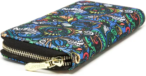 Miniatura 34 de Cartera de mano para mujer, estilo bohemio, con RFID, elegante, espaciosa con correa para viajes, capacidad para tarjetas, teléfono, dinero