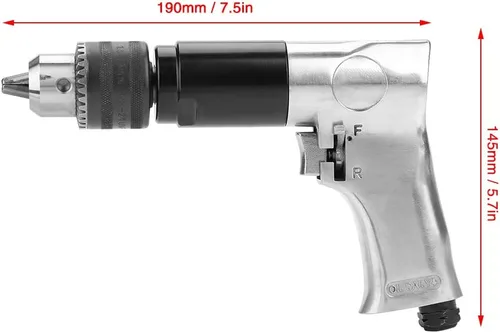 Miniatura 5 de Taladros de pistola neumática, taladro neumático de 1/2 pulgada, 700 rpm CW/CCW tipo mango reversible de velocidad variable herramienta