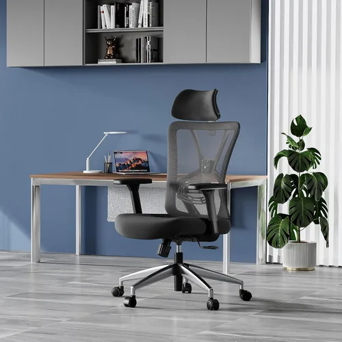 Miniatura 2 de Ticova Silla de oficina ergonómica – Silla de escritorio con respaldo alto con soporte lumbar ajustable, reposacabezas y reposabrazos 3D – Silla