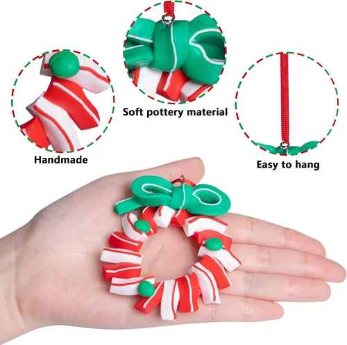Miniatura 3 de codree 8 piezas Adornos colgantes de piruleta de Navidad - Adornos de caramelo para árbol de Navidad - Adorno de arcilla polimérica de caramelo
