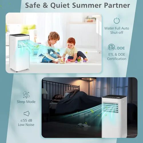 Miniatura 4 de GOFLAME Aire acondicionado portátil de 10000BTU, unidad de refrigeración de CA con ventilador y deshumidificador, temporizador de 24 horas, pantalla