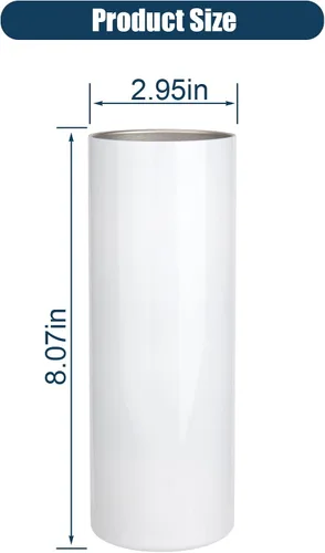 Miniatura 2 de Paquete de 1 vaso de sublimación de 20 onzas de acero inoxidable recto delgado para prensa de calor, taza en blanco con tapa, envoltura retráctil