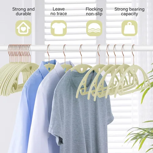 Miniatura 2 de Paquete de 50 perchas de terciopelo: perchas de fieltro resistentes para camisas, suéteres, sin protuberancias de hombro, antideslizantes, delgadas