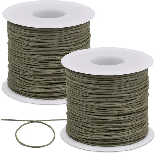 JeogYong 2 cuerdas de algodón encerado de 0.039 in x 76 yardas, cuerda de cera para hacer pulseras, hilo encerado para abalorios para hacer joyas,