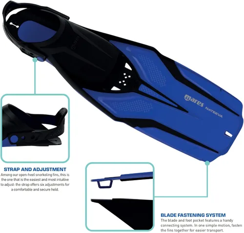 Miniatura 5 de MARES Nateeva Snorkeling Fins Open Heel Swimming Flippers for Adults & Juniors