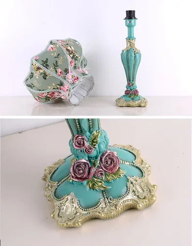 Miniatura 7 de Lámpara de mesa inteligente victoriana con cuentas de cristal y acabado dorado, base de resina verde esmeralda, enchufe E26 para dormitorio, Verde 1