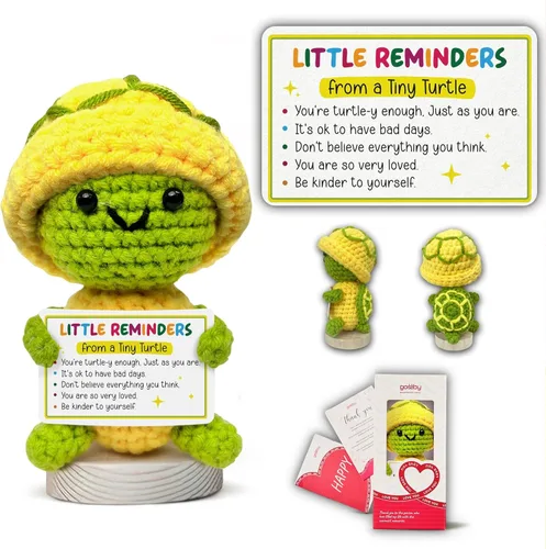 Miniatura 11 de Gossby Regalo de agradecimiento para mujeres, hecho a mano, tortuga positiva a ganchillo, gracias por ser una parte importante, agradecimiento