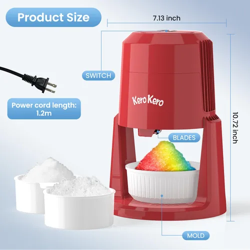 Miniatura 10 de Máquina de hielo afeitado profesional: RX03 Máquina eléctrica de cono de nieve y máquina ICEE para el hogar, potencia de 60 W, voltaje universal