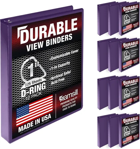 Miniatura 25 de Samsill Carpeta duradera de 1.5 pulgadas, fabricada en los Estados Unidos, carpeta de anillos en D, carpeta transparente personalizable, color rojo