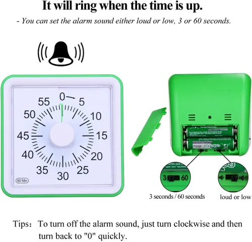 Miniatura 2 de Bonito temporizador visual de 60 minutos, reloj de cuenta regresiva para el aula, temporizador silencioso para niños y adultos, herramienta