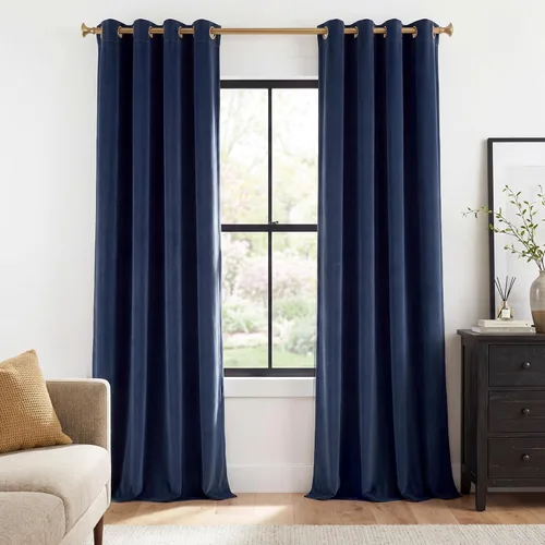 StangH Cortinas de terciopelo azul marino – Hermosas cortinas de terciopelo suave para decoración del hogar, cortinas opacas con aislamiento térmico