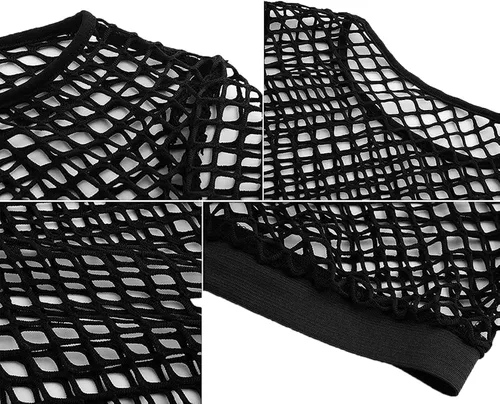 Miniatura 6 de Nihsatin - Blusa de manga larga, con malla de rejilla elástica, transparente