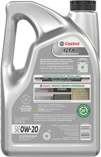Miniatura 4 de Aceite de motor Castrol GTX completamente sintético 0W-20, 5 cuartos de galón