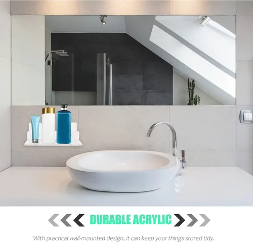 Miniatura 8 de Organizador de ducha adhesivo para ducha: 2 piezas de estante de ducha montado en la pared, estante flotante de baño organizador de ducha acrílico