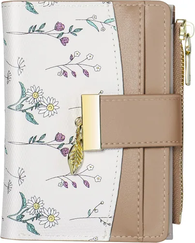 Miniatura 8 de Avando Carteras para mujer - Bloqueo RFID, de piel sintética suave, plegable, con cremallera, bolsillo con cremallera, cartera pequeña con flores