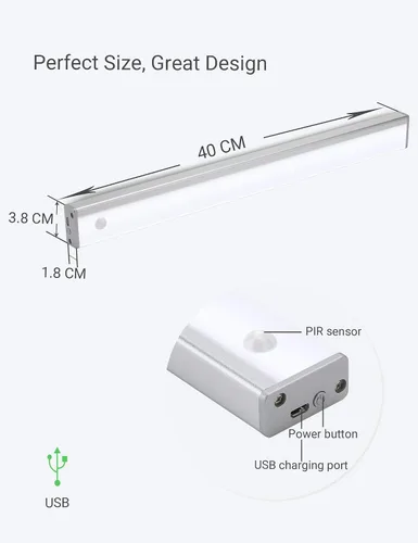 Miniatura 2 de Iluminación automática inalámbrica de 48 LED para gabinete de cocina, sensor de movimiento, luz recargable, luz de despensa, luces de armario a