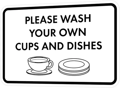 Miniatura 72 de Letrero clásico enmarcado con texto en inglés «Please Wash Your Own Cups and Dishes» (oro cepillado), pequeño