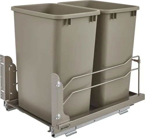 Rev-A-Shelf 53WC-1835SCDM-2 53WC Series - Papelera doble de montaje inferior con cierre suave, capacidad de 35 cuartos de galón