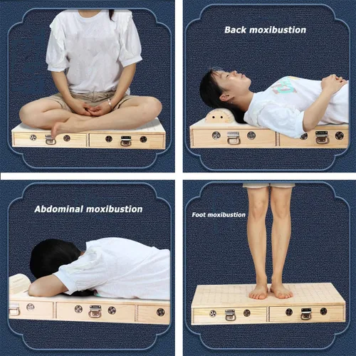 Miniatura 9 de Caja de moxibustión de madera maciza, cama Moxa, alfombrilla de moxibustión sin humo con ventilación y funcional ergonómica para terapia
