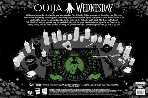 Miniatura 7 de Ouija: Miércoles Inspirado en la popular serie original Miércoles Juego de mesa clásico coleccionable Ouija Juego y mercancía con licencia