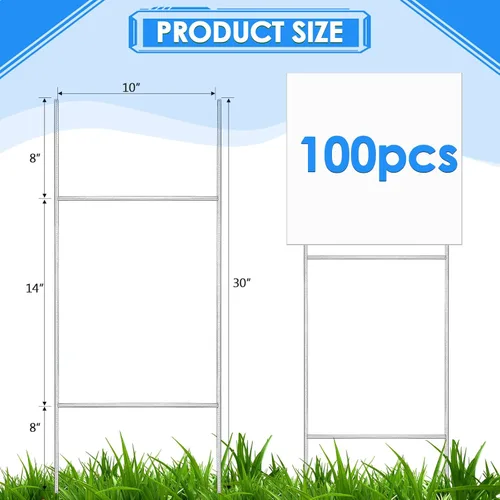 Miniatura 2 de Therwen 100 estacas en H para letreros de patio de 30 x 10 pulgadas, estacas de alambre resistentes a la intemperie para 250 aniversario, Estados