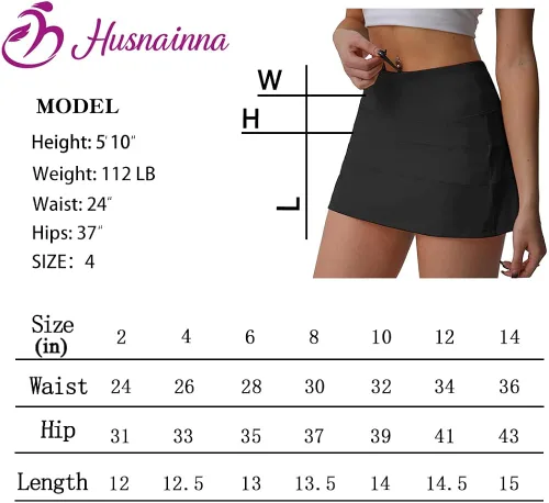 Miniatura 5 de Husnainna - Falda de tenis plisada de cintura alta con bolsillos, falda pantalón de golf para mujer, pantalones cortos incorporados