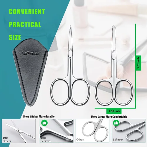 Miniatura 4 de Tijeras pequeñas de aseo facial para hombres y mujeres, para cejas, pelo de nariz, bigote, barba, pestañas, kit de recortar orejas, tijeras
