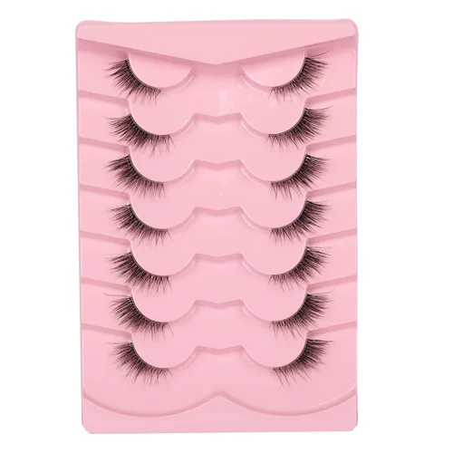 Miniatura 12 de Pestañas de ojo de gato, pestañas postizas de aspecto natural wispy, pestañas de banda transparente con aspecto de extensión de ojo de zorro
