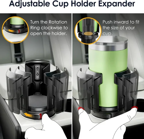 Miniatura 5 de Expansor de portavasos de coche: abierto con un botón, universal, soporte ajustable (diámetro de 2.6 a 4.8 pulgadas), expansor de portavasos