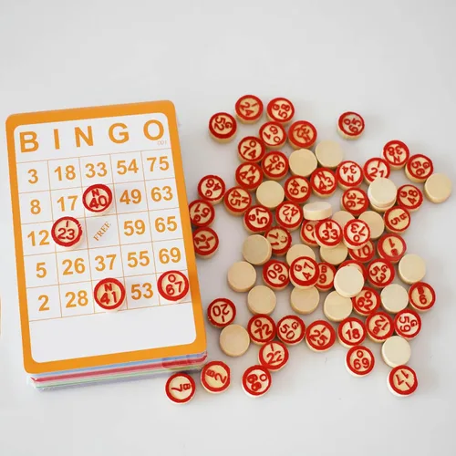 Miniatura 5 de Yuanhe Juego de bingo vintage, 100 tarjetas de bingo y 75 ajedrez de madera, para fiestas familiares grandes