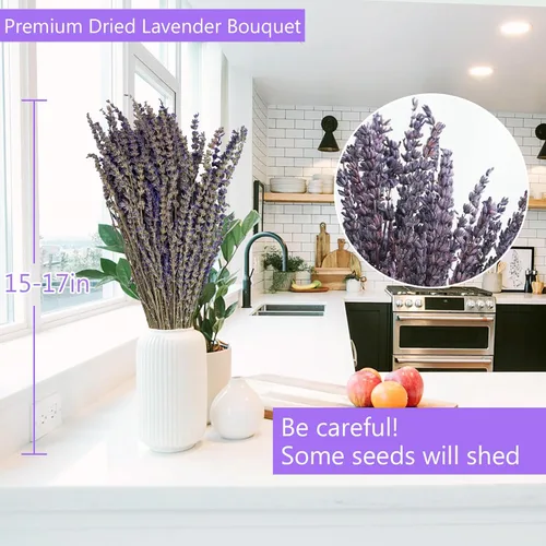 Miniatura 5 de Paquetes de Lavanda Seca, Uieke Flores de Lavanda Seca Natural 280-300 Tallos 16" para Decoración de Bodas en el Hogar Arreglos Florales Accesorios