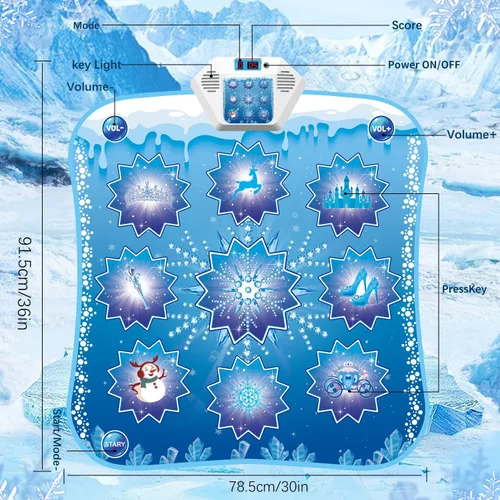 Miniatura 2 de Alfombra de baile para niños, juguetes de Frozen – Tapete de baile electrónico para niñas y niños, 5 modos de juego, música incorporada, luz LED