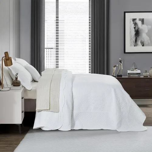 Miniatura 3 de HZ & HY Colcha extragrande King de 138 x 122 pulgadas, extra ancha, juego de ropa de cama ultrasónica, edredón ligero y delgado, reversible, 5 3